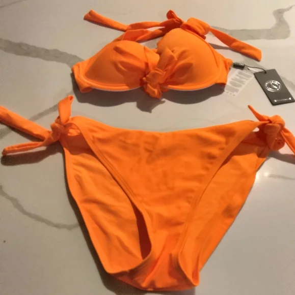 Women's Underwire Bikini Set orange sz S - Picture 7 of 9